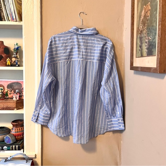 🏷️ 🆕 abercrombie & fitch • pink & blue striped button-down shirt with collar - Picture 11 of 16